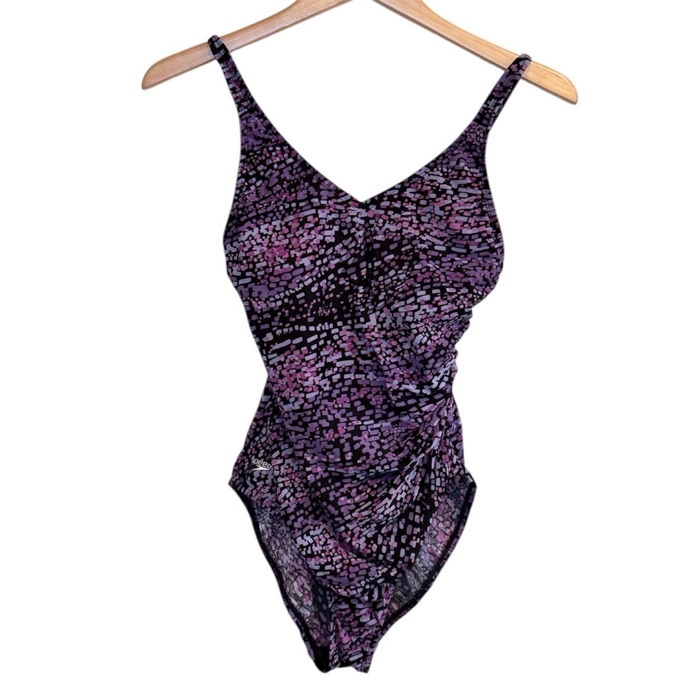 🌈 6/$60 Speedo One Piece Bathing Suit Size 10 Purple Black